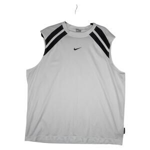 Nike Dri-FIT Sleeveless Athletic Tank White Black Stripe Mesh Mens XXL